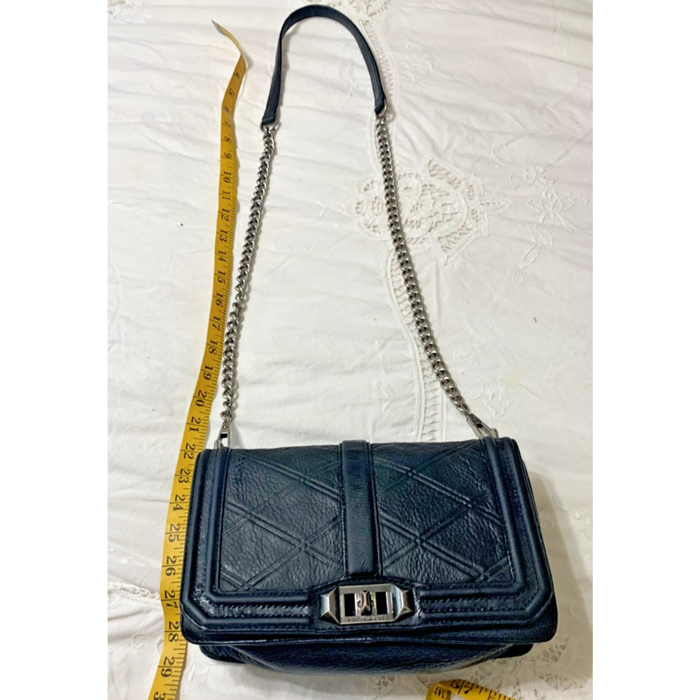 Rebecca Minkoff Small Love Black Leather Crossbody Bag Chain Turn Lock Quilted - Picture 5 of 12